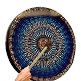 Niktule Percussion Frame Drum，Shaman Drum，Vegan Shaman Alchemical Moon Drum with Drum Stick, Handmade Deep Bass Therapy Tool Sound Therapy Instrument ...