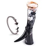 Norse Tradesman Genuine Ox-Horn Viking Drinking Horn w/Horn Stand | Burlap Gift Sack Included |The Original, Polished, 30 cm