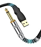 NUOSIYA - Cavo USB per chitarra, cavo USB maschio a 6,35 mm, jack mono TS da 6,35 mm, base per ...
