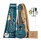 Ortega Guitars Soprano Ukulele blu - Keiki K2 - Starter Kit include Accordatore, Tracolla, 5 Plettri Medi e Borsa con ...