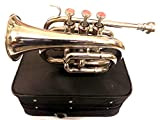Ottone -India - Tromba tascabile in ottone cromato B-Flat W/Cassa+Mp Argento