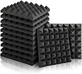 Pannelli Fonoassorbenti Piramidali, 30 x 30 x 5 cm, 12 Pezzi Pannelli Fonoassorbente per Podcasting, Studi di Registrazione, Uffici, Home ...