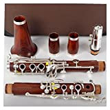 PECY Clarinetti Redwood Clarinetto Professionale Palissandro BB/Chiavi Placcate Oro Rosa/Redwood Clarinetto Professionale (Color : Silver)