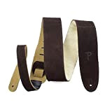 Perri’s Leathers Ltd Guitar Strap, 2.5” Wide Soft Suede, Super Soft Sheepskin Fur Pad, Adjustable Length, (DL325S-201-XL) Brown, Made in ...
