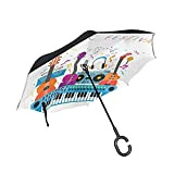 Pianoforte colorato per chitarra con note musicali per festival, eventi, concerti grande ombrello invertito, parasole a doppio strato con anti-UV ...