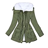 Pianshanzi Abbigliamento invernale da donna, in pile di pelle di pesca, spesso e caldo, giacca larga, imbottita, da donna, verde ...