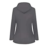 Pianshanzi Donna solida morbida giacca outdoor plus size cappuccio impermeabile antivento cappotto corto di lana donna, grigio., XXXXL