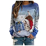 Pianshanzi Maglione natalizio da donna con maglione a LED, alla moda, casual, motivo stampato, scollo rotondo, a maniche lunghe, caldo, ...