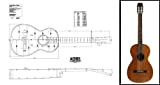 Plan of a Vintage Martin Style Parlor (Parlour) Chitarra Acustica - Stampa su scala completa