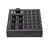 Podcast Mixer Sound Card, V8P Dual Mic Port USB Live Sound Card One Touch Mute Voice Change Professional 12 Warm ...