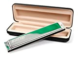 Premium Silver 24 hole armonica con 48 ance chiave di C con borsa da trasporto protettiva e panno di pulizia inclusi