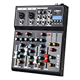 Pro Audio Mixer Soundboard Console System Interface 4 canali Audio Mixer USB Bluetooth MP3 48V Alimentazione phantom Stereo DJ Studio ...