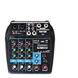 Professional Audio Mixer A4 Sound Mixing Console Bluetooth USB Record Computer 48V Phantom Power Delay Repaeat Effect 4 Channels USB ...