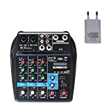 Professional Audio Mixer A4 Sound Mixing Console Bluetooth USB Record Computer Playback 48V Phantom Power Delay Repaeat Effect 4 Channels ...