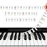 QKFON Adesivo con tastiera per pianoforte, 88 tasti, tastiera rimovibile per pianoforte, etichette di spartito, riutilizzabile, in silicone, per bambini, ...
