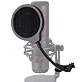 QuadCast - Filtro pop per microfono a tre strati, con clip flessibile a collo di cigno a 360°, braccio di ...