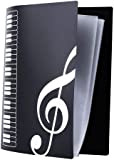 Raccoglitore nero per spartiti musicali, in plastica con tastiera del pianoforte disegnata, formato A4, con 40 tasche, ideale per chi ...
