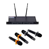 Radiomicrofono Sistema Radiomicrofonico Set Microfonico Wireless a 4 Canali, Microfono Palmare Dinamico UHF a 4 Canali 60 Metri 100-240 V.(UE ...