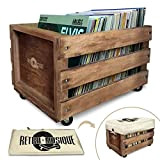 Retro Musique Cassa in legno LP in vinile per dischi su ruote, può contenere fino a 100 album (nelle maniche ...