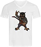 Rock N Roll Owl Electric Guitar Player Art T-Shirt da Uomo in Cotone con Scollo a V con Grafica Small