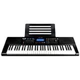 RockJam RJ461AX 61-Key Tastiera digitale portatile Alexa con supporto per musica, alimentatore, app pianoforte semplice e adesivi per tasti nota