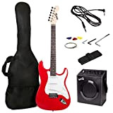 RockJam Set chitarra elettrica full size con amplificatore per chitarra da 10 W, lezioni, tracolla, borsa per il trasporto, plettri, ...