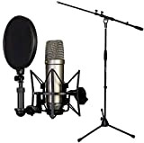 Rode NT1-A set per microfono a condensatore con supporto Keepdrum con braccio e base in metallo