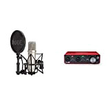 RØDE - NT1A Microfono a diaframma largo per studi di registrazione/podcast, 19 x 5 x 5cm, 24V/48V, Oro & Focusrite ...