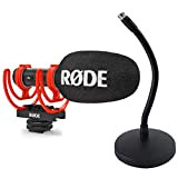Rode Videomic Go II - Microfono direzionale + supporto da tavolo Keepdrum SH01 a collo di cigno