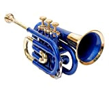 ROSE MUSICALS Pocket Tromba Blu Ottone Colore Bb Pitch Con Cassa Rigida E Bocchino Gratuiti