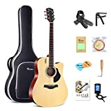 Rosen Chitarra acustica 4/4 Guitar 41 pollici Chitarra in per principianti Bundle con libro, borsa imbottita, corde, plettri, accordatore, chiave ...