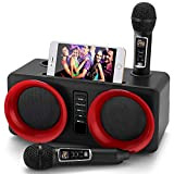 RUBEHOOW Casse karaoke con 2 microfoni wireless, sistema PA Bluetooth portatile, altoparlante con supporto per cellulare con supporto per controllo ...