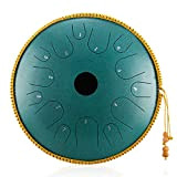 RUNMIND - Tamburo a percussione in acciaio da 36 cm, con borsa da viaggio (verde malachite)