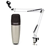 Samson C-01 Studio - Microfono a condensatore + Keepdrum NB35, braccio articolato, colore: Bianco