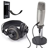Samson C01U Pro Podcast - Set con microfono a condensatore USB + supporto da parete per cuffie Keepdrum