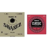 Savarez 520R Corde per Chitarra Classica Concert 520R, Cantini Rettificati, Bassi Tradizionali, Set Tensione Standard, Rosso & d'Addario EJ27N Set ...