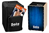 Sela SE 130 EN Varios Blue Cajon Set with backpack, cajon pad, English cajon method, CD and DVD
