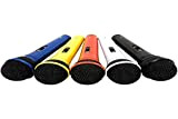 Set di 5 microfoni audio dinamici unidirezionali di buona qualità di colore nero, rosso, blu, giallo e bianco