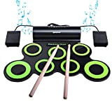 Set di Batteria Elettronica, bonrob Roll Up Percussioni Midi Drum Pad Kit con Cuffie, Pedali del Tamburo Incorporati, Bacchette per ...