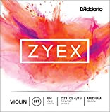 Set di corde D'Addario DZ310S 4/4M Zyex per violino con corda D in argento, scala 4/4, tensione media