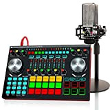 Set di schede audio dal vivo con microfono e interfaccia audio con mixer DJ con cambio vocale Attrezzatura da studio ...