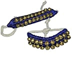 Shah Crafts - Cavigliera di qualità premium per Kathak Dancing Ghungroo Bells (20+20) legato con cuscinetto in velluto blu, strumento ...