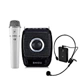 SHIDU S92 25 watt mini portatile ricaricabile amplificatore vocale sistema pa speaker con due microfoni UHF palmare compatto e microfono ...