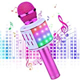 ShinePick - Microfono per bambini, per karaoke, 5 diversi commutatori vocali, microfono per registrazione e canto per adulti, luci colorate, ...