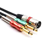 SiYear - Cavo splitter audio da 3 pin XLR maschio a doppio 6,35 mm da 1/4" TS maschio a Y, ...
