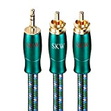 SKW Audiophiles - Cavo audio da jack 3,5 mm a 2 RCA Y splitter stereo (1 m, verde)