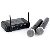 Skytec STWM712 Set Radiomicrofoni Wireless (Ricevitore VHF a 2 Canali, 2 Microfoni Palmari, Trasmissione Fino a 50m, Autonomia Fino ad ...