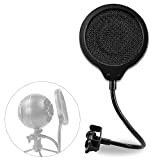 Snowball Mic Pop Filter - 4 Inch 3 Layers Windscreen with Flexible 360° Gooseneck Clip for Blue Snowball Microphone to ...