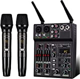 SPACE CAT Mixer Audio Mixer Audio Professionale con Microfono Wireless, interfaccia Sistema Console Scheda Audio Mixer Dj a 4 canali ...