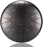 Steel Tongue Drum Tank Drum Steel Tongue Drum 12 inch 11 Notes D Major Tankdrum with Drumsticks Yoga Meditation Relax ...